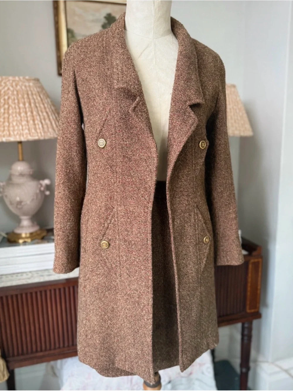 Chanel wool skirt suit set size 34